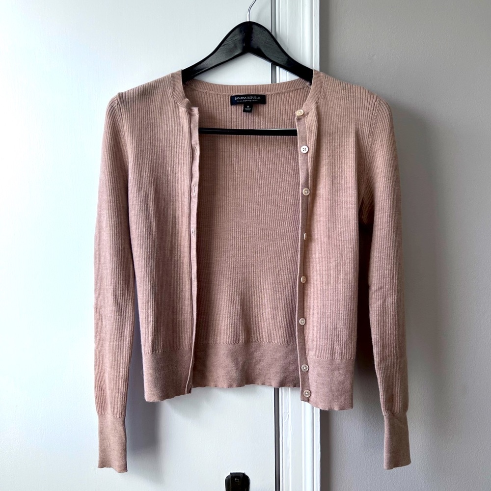 Ribbed camel cardigan